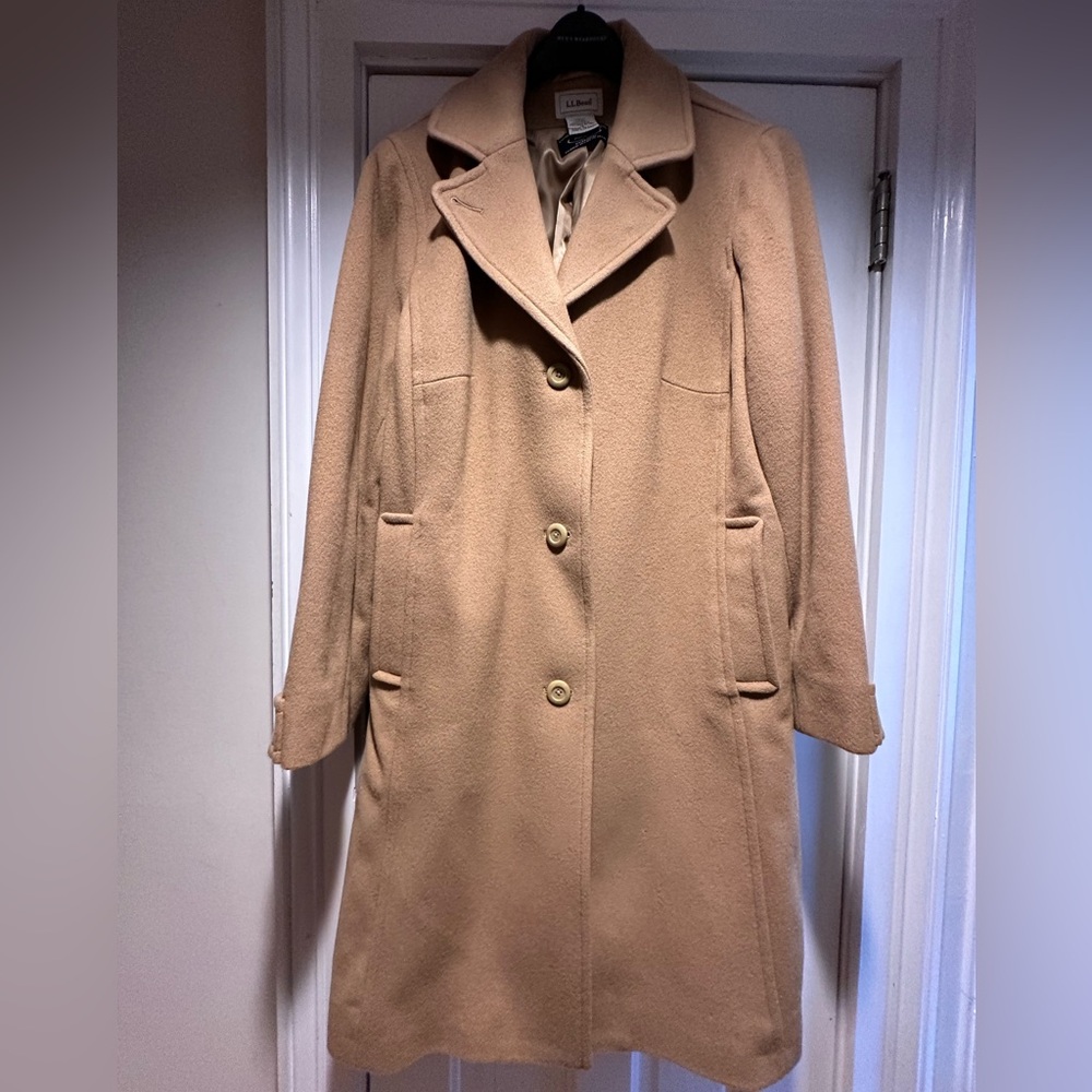 LL Bean Wool Camel Colored Overcoat